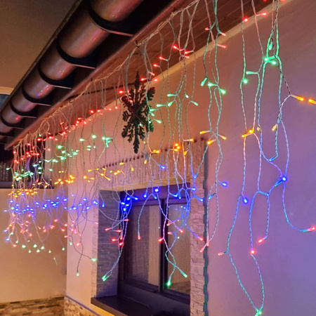 Kurtyna świetlna 1500 led girlanda, lampki wewnętrzno-zewnętrzne 67,5 m sople multikolor