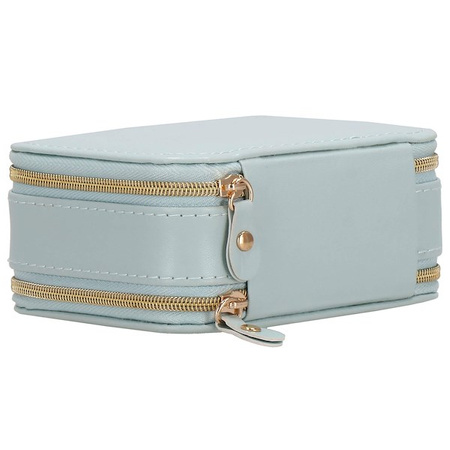 Kufer, szkatułka na biżuterię ekoskóra 11,5x8,5x5,5 cm błękitny z przegródkami