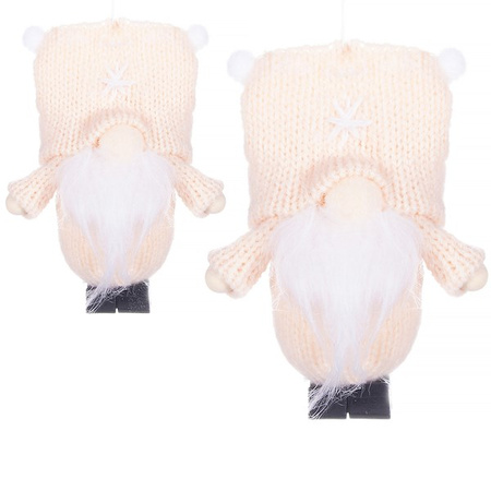 Skrzat 8cm ozdoba świąteczna, krasnal świąteczny, gnom kremowy