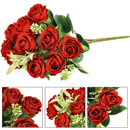 Bukiet sztucznych róż 10 kwiatów dekoracyjne czerwone