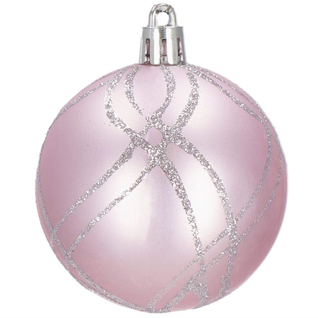 Bombki choinkowe 40 szt. ozdoby świąteczne różowe, białe