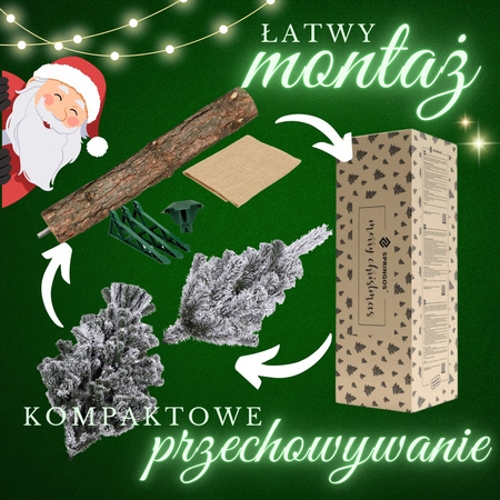 Choinka na pniu 220 cm sztuczna świerk śnieżony