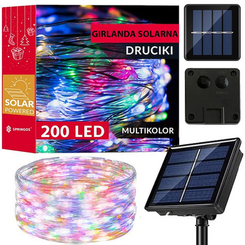 Lampki choinkowe 200 Led 22 m druciki multikolor oświetlenie świąteczne solarne
