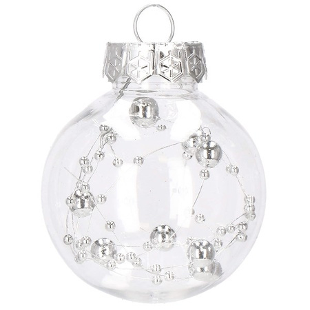 Bombki choinkowe przeźroczyste 30 szt. srebrny, złoty 6cm zestaw choinkowy