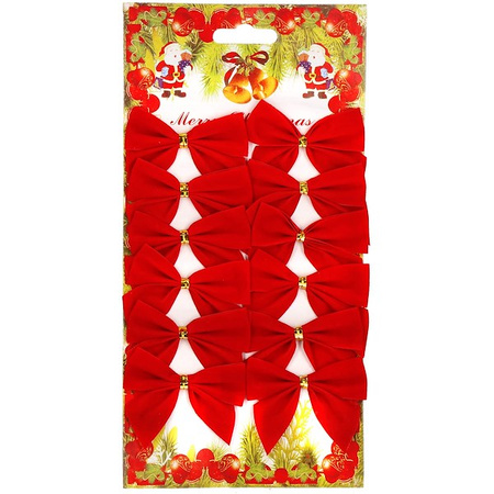 Kokardy na choinkę 12 szt. czerwone ozdoby świąteczne