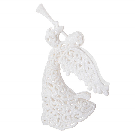 Zawieszka choinkowa biały aniołek na choinkę 16,5 cm