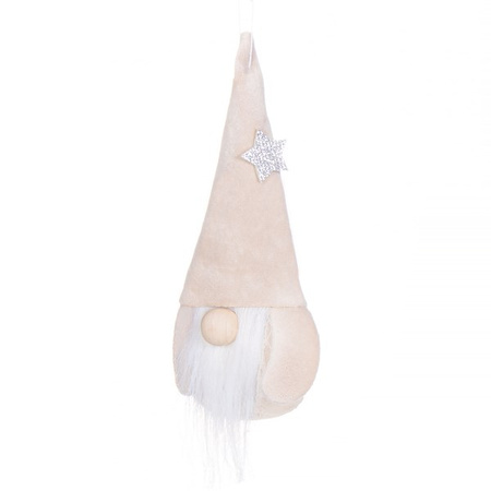 Skrzat 15cm ozdoba świąteczna, krasnal świąteczny, gnom kremowy