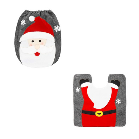 Komplet świąteczny 2 częściowy dywanik łazienkowy i pokrycie na deskę sedesową Mikołaj