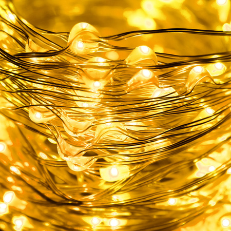 Lampki choinkowe 300 LED na prąd włosy anioła ciepły biały