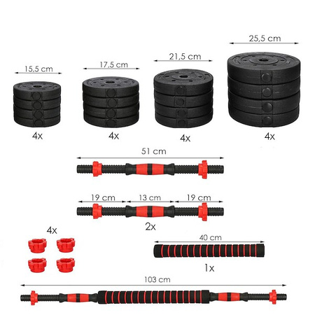 Hantle regulowane 40 kg do ćwiczeń zestaw 2x20kg
