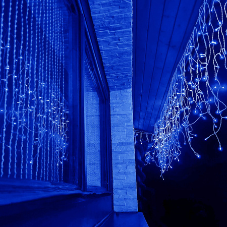 Kurtyna świetlna 1500 led girlanda, lampki wewnętrzno-zewnętrzne sople niebieski