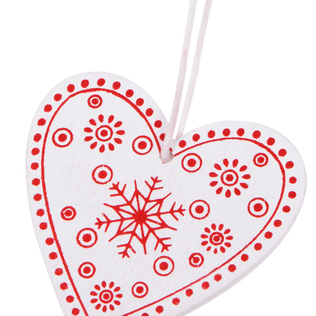 Świąteczne zawieszki drewniane serca zestaw 3 szt. biały