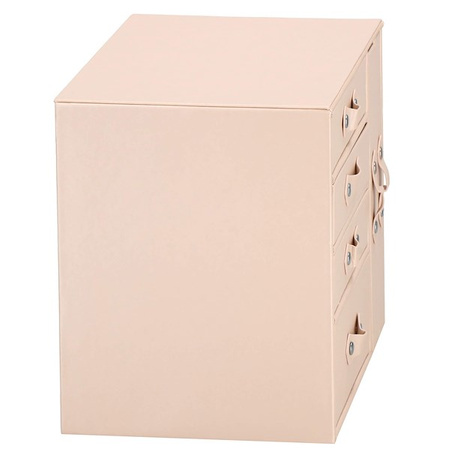 Kuferrek, Szkatułka na biżuterię ekoskóra 26x22x18 cm różowy z szufladami