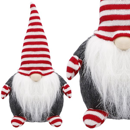 Krasnal 33cm ozdoba świąteczna, skrzat świąteczny, gnom w czerwone paski
