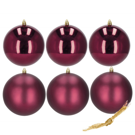 Bombki choinkowe 6 szt. ozdoby świąteczne zestaw 9,5 cm bordowe
