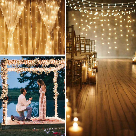 Kurtyna świetlna 300 led girlanda, lampki wewnętrzno-zewnętrzne sople biały ciepły + flash