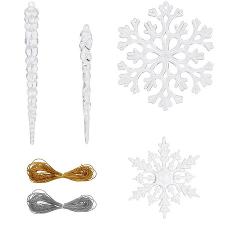 Zawieszka choinkowa 36 szt. akrylowa, świąteczna ozdoba soperl, śnieżynka przezroczysty