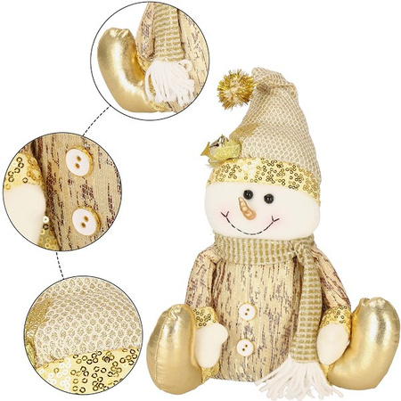 Bałwanek 38 cm dekoracja ozdoba świąteczna, figurka gnom złoty