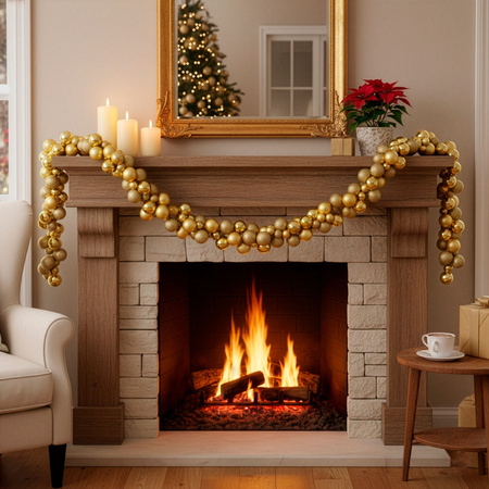 Girlanda świateczna z 130 szt. bombek, łańcuch choinkowy 160 cm, złote