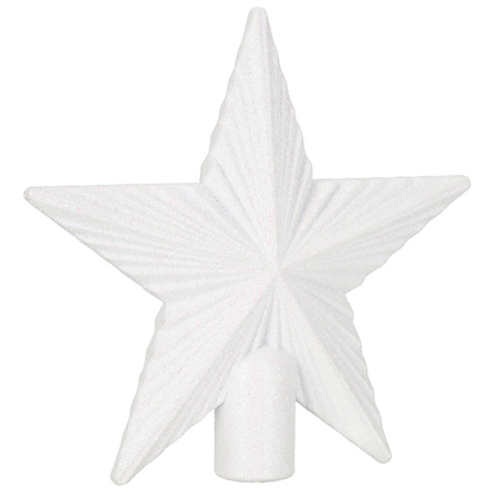 Szpic na choinkę gwiazda 21 cm czubek brokatowy ozdoba świąteczna biała