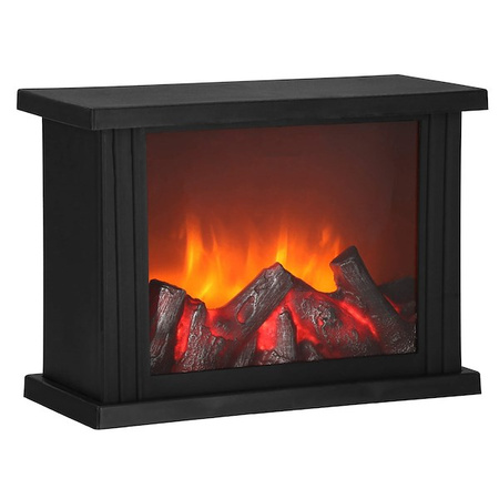 Kominek LED na baterie 27,5x19,5x12 cm dekoracyjna lampa z efektem płomienia, czarne