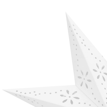 Gwiazda świąteczna papierowa biała i lampki choinkowe led ciepły biały