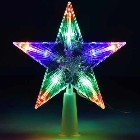 Czubek na choinkę świecąca gwiazda 10 Led szpic multikolor