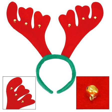 Opaska na głowę rogi renifera świąteczna ozdoba z dzwoneczkami