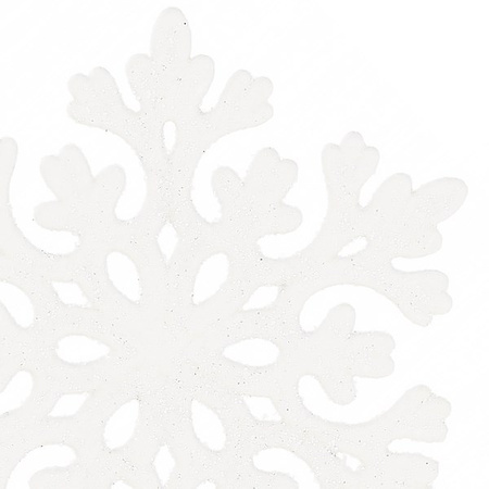 Zawieszki świateczne 8 szt. śnieżynki brokatowe 8 cm białe