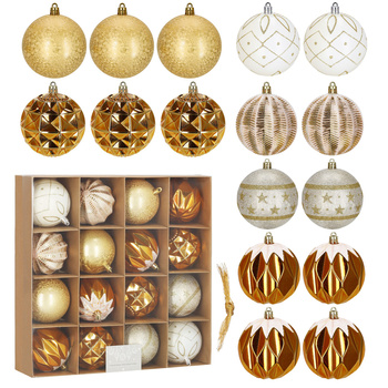 Bombki choinkowe 16 szt. ozdoby świąteczne zestaw 8cm biały, złoty