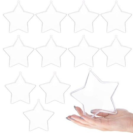 Bombki akrylowe 12cm gwiazda plastikowa decoupage zestaw 12 szt.