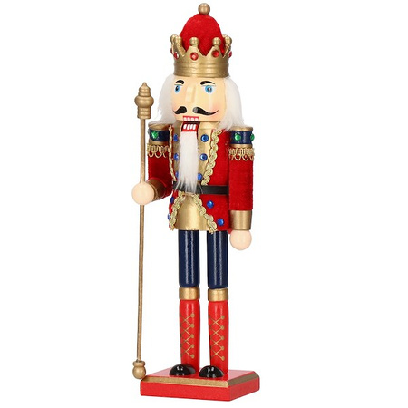 Dziadek do orzechów 31 cm z berłem, drewniany żołnierzyk multikolor, figurka świąteczna