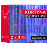 Kurtyna świetlna 200 led girlanda, lampki druciki z programatorem wewnętrzno-zewnętrzne multikolor
