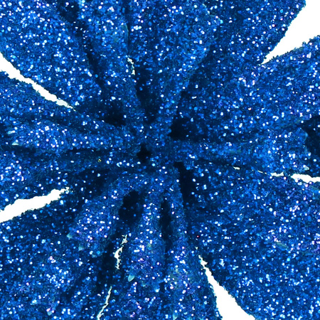 Gwiazda betlejemska, sztuczny kwiat poinsecja niebieski z brokatem