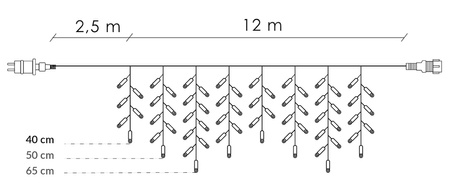 Kurtyna świetlna 300 led girlanda, lampki wewnętrzno-zewnętrzne sople biały ciepły + flash
