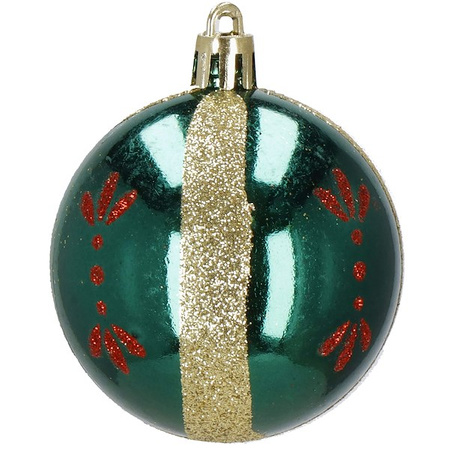 Bombki choinkowe 30 szt. ozdoby świąteczne zestaw 6cm zielony, czerwony, złoty