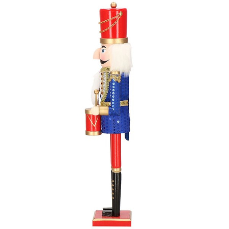 Dziadek do orzechów 51 cm drewniany żołnierzyk niebieski, figurka świąteczna