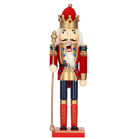 Dziadek do orzechów 31 cm z berłem, drewniany żołnierzyk multikolor, figurka świąteczna