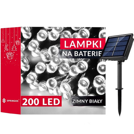 Lampki choinkowe 200 Led 22 m biały zimny oświetlenie świąteczne solarne