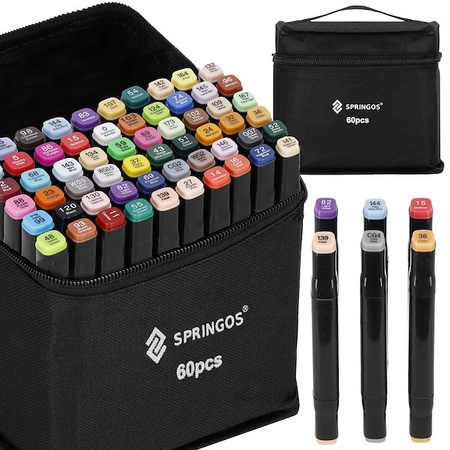 Markery alkoholowe 60 szt. dwustronne pisaki flamastry