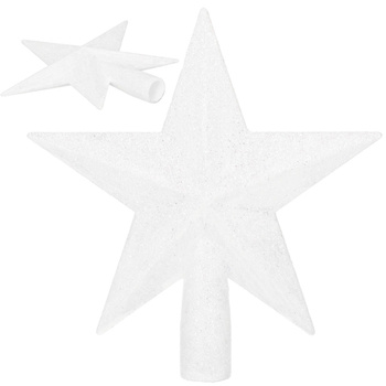Szpic na choinkę gwiazda 19 cm brokatowy ozdoba świąteczna biała