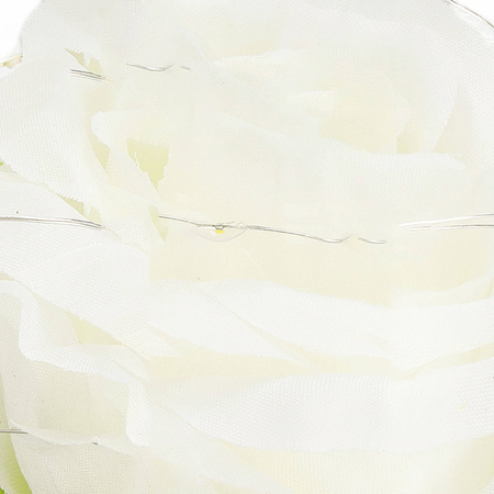 Wieczna róża w szklanym kloszu 21 cm świecąca dekoracja LED sztuczny kwiat biały