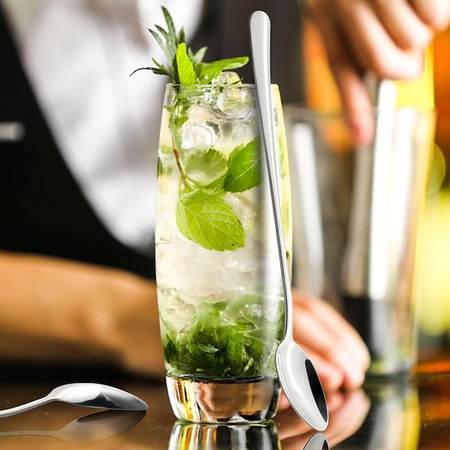 Szklanki do kawy latte, deserów 300 ml z długimi łyżeczkami komplet 6 szt.