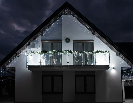 Kurtyna świetlna z pilotem 500 led girlanda, lampki wewnętrzno-zewnętrzne sople zimny biały