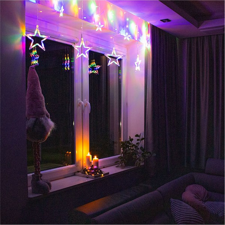 Kurtyna świetlna multikolor 92 Led lampki wewnętrzno-zewnętrzne gwiazdy z programatorem