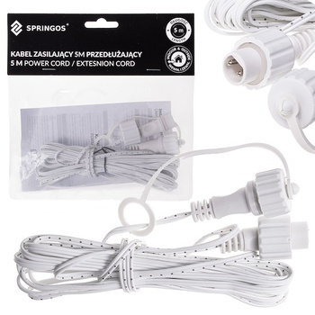 Przedłużka 5m do lampek led choinkowych biała