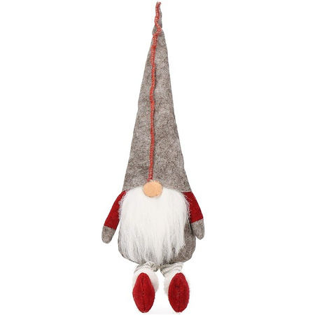 Skrzat 50cm ozdoba świąteczna, siedzący krasnal świąteczny, gnom szary