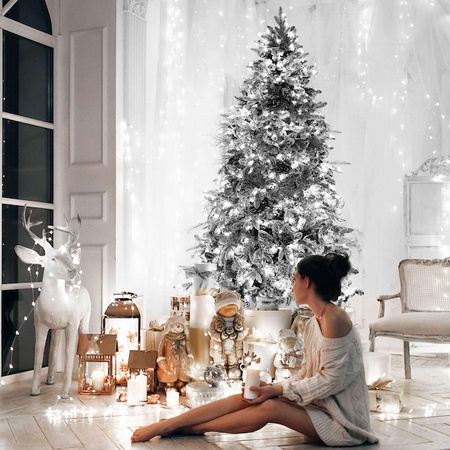 Lampki choinkowe 500 led biały zimny + flash 25m oświetlenie świąteczne IP44