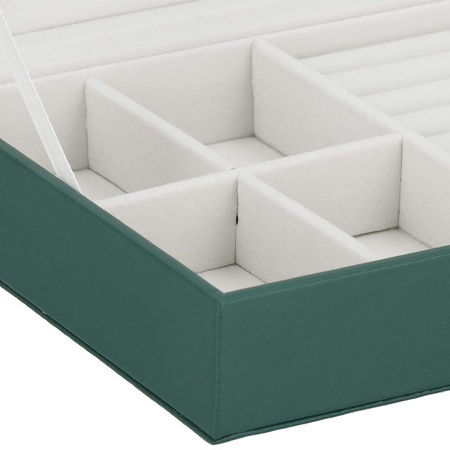 Kufer, szkatułka na biżuterię 23,5x14x5,5 cm zielony organizer z przegródkami ekoskóra