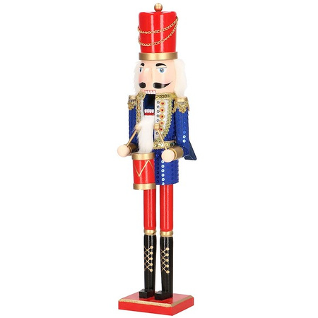 Dziadek do orzechów 51 cm drewniany żołnierzyk niebieski, figurka świąteczna